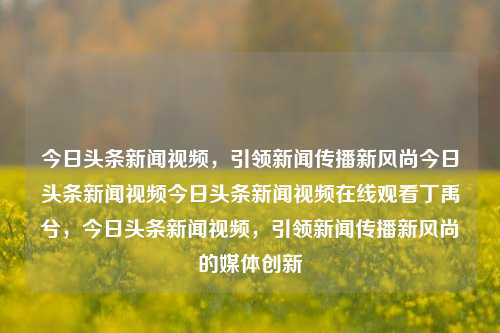 今日头条新闻视频，引领新闻传播新风尚今日头条新闻视频今日头条新闻视频在线观看丁禹兮，今日头条新闻视频，引领新闻传播新风尚的媒体创新，今日头条新闻视频，引领媒体创新，塑造新闻传播新风尚