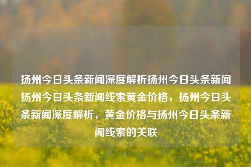 扬州今日头条新闻深度解析扬州今日头条新闻扬州今日头条新闻线索黄金价格，扬州今日头条新闻深度解析，黄金价格与扬州今日头条新闻线索的关联，扬州今日头条新闻，黄金价格与新闻线索深度解析