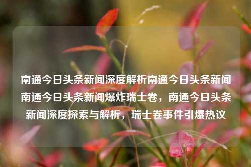 南通今日头条新闻深度解析南通今日头条新闻南通今日头条新闻爆炸瑞士卷，南通今日头条新闻深度探索与解析，瑞士卷事件引爆热议，南通今日头条新闻，瑞士卷事件深度解析与热议