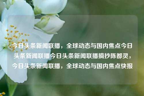 今日头条新闻联播，全球动态与国内焦点今日头条新闻联播今日头条新闻联播摘抄陈都灵，今日头条新闻联播，全球动态与国内焦点快报，今日头条新闻联播，全球动态与国内焦点快报