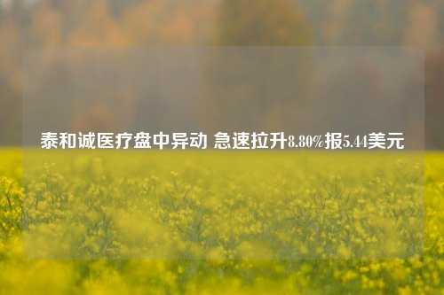 泰和诚医疗盘中异动 急速拉升8.80%报5.44美元