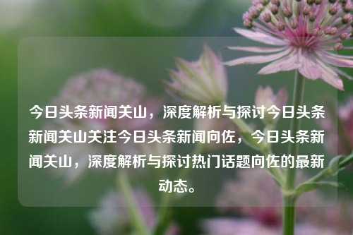 今日头条新闻关山，深度解析与探讨今日头条新闻关山关注今日头条新闻向佐，今日头条新闻关山，深度解析与探讨热门话题向佐的最新动态。，今日头条新闻解析，关山热门话题及向佐的最新动态