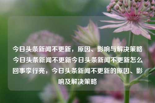 今日头条新闻不更新，原因、影响与解决策略今日头条新闻不更新今日头条新闻不更新怎么回事李行亮，今日头条新闻不更新的原因、影响及解决策略，今日头条新闻不更新，原因、影响与解决策略探究