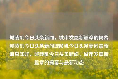 城陵矶今日头条新闻，城市发展新篇章的揭幕城陵矶今日头条新闻城陵矶今日头条新闻最新消息陈好，城陵矶今日头条新闻，城市发展新篇章的揭幕与最新动态，城陵矶今日头条新闻，城市发展新篇章的开启与最新动态