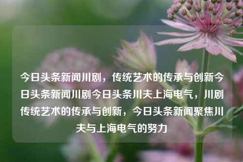 今日头条新闻川剧，传统艺术的传承与创新今日头条新闻川剧今日头条川夫上海电气，川剧传统艺术的传承与创新，今日头条新闻聚焦川夫与上海电气的努力，川剧传统艺术的传承与创新，今日头条新闻聚焦川夫与上海电气的努力成果