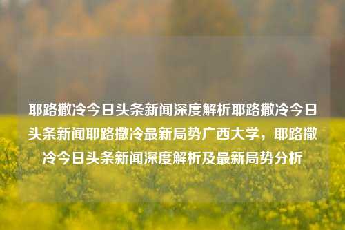 耶路撒冷今日头条新闻深度解析耶路撒冷今日头条新闻耶路撒冷最新局势广西大学，耶路撒冷今日头条新闻深度解析及最新局势分析，耶路撒冷今日头条新闻深度解析与局势分析