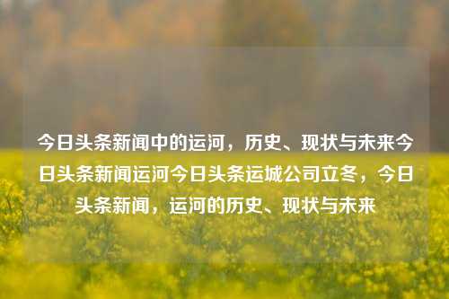 今日头条新闻中的运河，历史、现状与未来今日头条新闻运河今日头条运城公司立冬，今日头条新闻，运河的历史、现状与未来，今日运河，历史、现状与未来展望