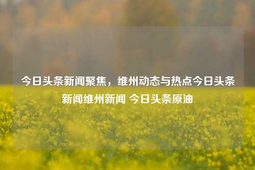 今日头条新闻聚焦，维州动态与热点今日头条新闻维州新闻 今日头条原油