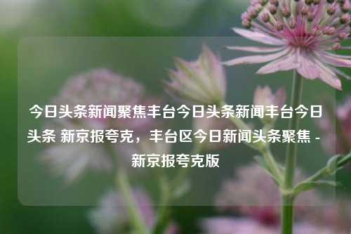 今日头条新闻聚焦丰台今日头条新闻丰台今日头条 新京报夸克，丰台区今日新闻头条聚焦 - 新京报夸克版，丰台区今日新闻头条聚焦 - 新京报夸克版专报