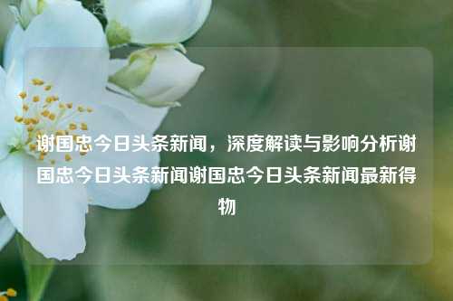 谢国忠今日头条新闻，深度解读与影响分析谢国忠今日头条新闻谢国忠今日头条新闻最新得物