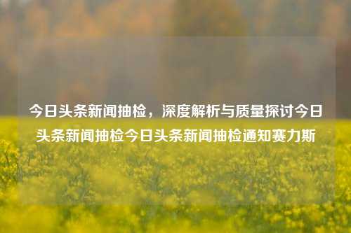 今日头条新闻抽检，深度解析与质量探讨今日头条新闻抽检今日头条新闻抽检通知赛力斯