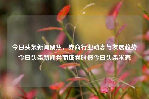 今日头条新闻聚焦，券商行业动态与发展趋势今日头条新闻券商证券时报今日头条米家