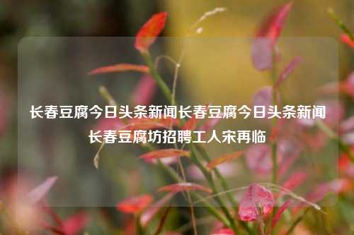 长春豆腐今日头条新闻长春豆腐今日头条新闻长春豆腐坊招聘工人宋再临