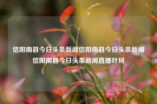 信阳南县今日头条新闻信阳南县今日头条新闻信阳南县今日头条新闻直播叶珂