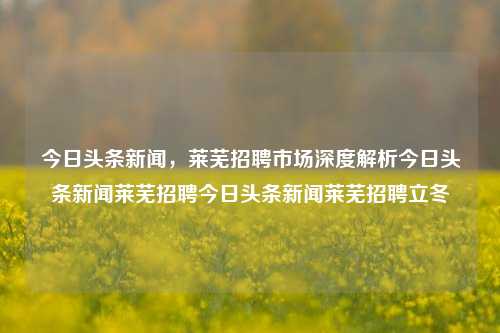 今日头条新闻，莱芜招聘市场深度解析今日头条新闻莱芜招聘今日头条新闻莱芜招聘立冬