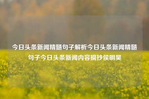 今日头条新闻精髓句子解析今日头条新闻精髓句子今日头条新闻内容摘抄侯明昊