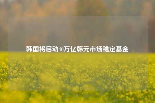 韩国将启动40万亿韩元市场稳定基金